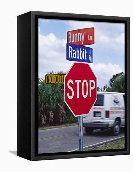 Intersection Sign on Sanibel Island, Florida, USA-Charles Sleicher-Framed Premier Image Canvas