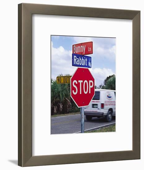 Intersection Sign on Sanibel Island, Florida, USA-Charles Sleicher-Framed Photographic Print