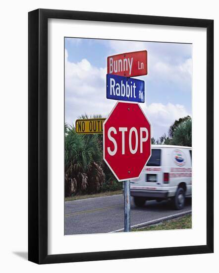 Intersection Sign on Sanibel Island, Florida, USA-Charles Sleicher-Framed Photographic Print