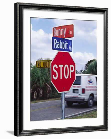 Intersection Sign on Sanibel Island, Florida, USA-Charles Sleicher-Framed Photographic Print