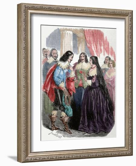 Interview Between the King Louis XIII of France (1601-1643) and His Mother Marie De'Medici. Coloure-Louis Dupre-Framed Giclee Print