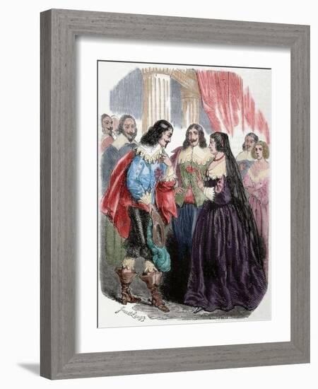 Interview Between the King Louis XIII of France (1601-1643) and His Mother Marie De'Medici. Coloure-Louis Dupre-Framed Giclee Print