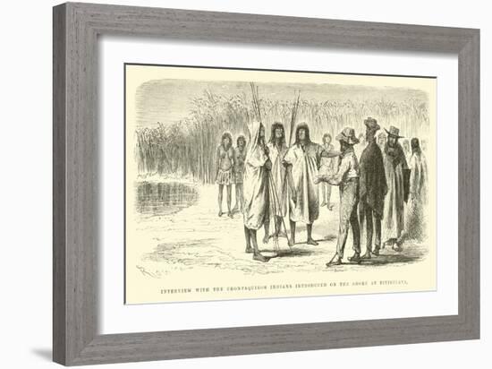 Interview with the Chontaquiros Indians Introduced on the Shore at Bitiricaya-Édouard Riou-Framed Giclee Print