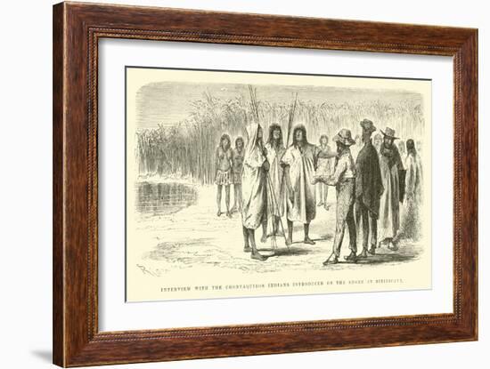 Interview with the Chontaquiros Indians Introduced on the Shore at Bitiricaya-Édouard Riou-Framed Giclee Print