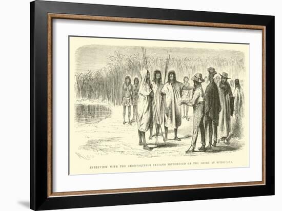 Interview with the Chontaquiros Indians Introduced on the Shore at Bitiricaya-Édouard Riou-Framed Giclee Print