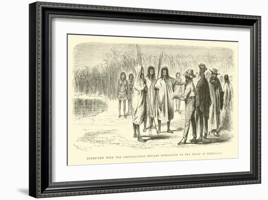 Interview with the Chontaquiros Indians Introduced on the Shore at Bitiricaya-Édouard Riou-Framed Giclee Print