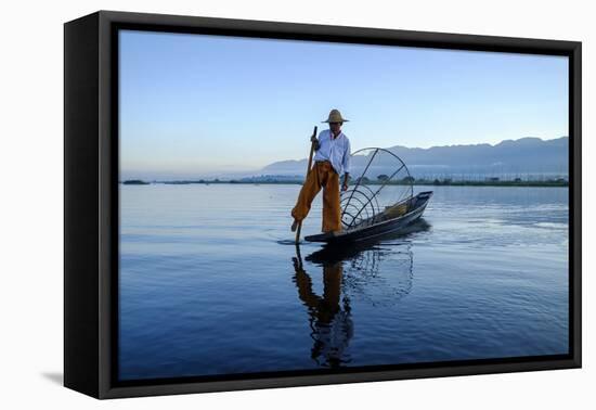 Intha Ethnic Group Fisherman, Inle Lake, Shan State, Myanmar (Burma), Asia-Nathalie Cuvelier-Framed Premier Image Canvas