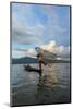 Intha Fisherman Rowing at Sunset on Inle Lake, Shan State, Myanmar-Keren Su-Mounted Photographic Print