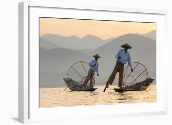 Intha Fisherman, Shan State, Inle Lake, Myanmar (Burma)-Peter Adams-Framed Photographic Print