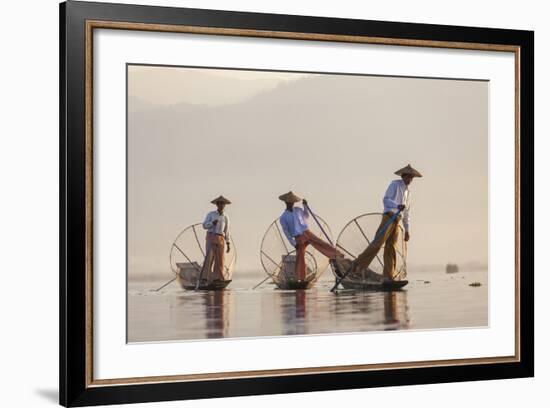 Intha Fisherman, Shan State, Inle Lake, Myanmar (Burma)-Peter Adams-Framed Photographic Print