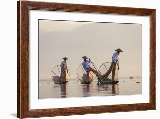 Intha Fisherman, Shan State, Inle Lake, Myanmar (Burma)-Peter Adams-Framed Photographic Print