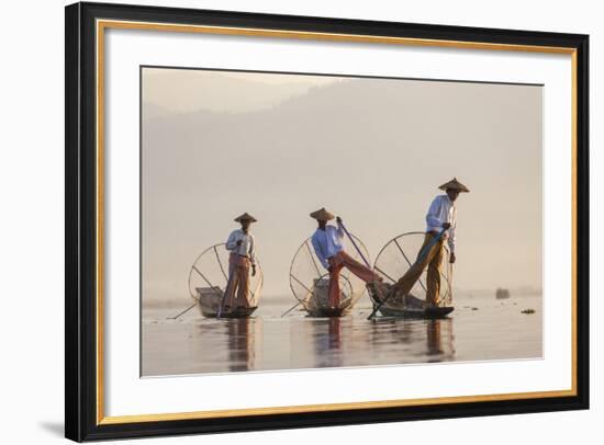 Intha Fisherman, Shan State, Inle Lake, Myanmar (Burma)-Peter Adams-Framed Photographic Print