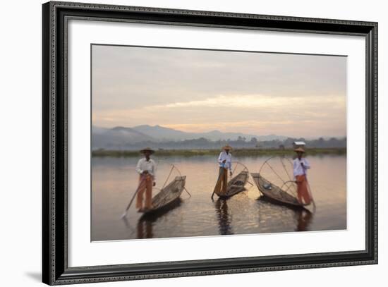 Intha Fisherman, Shan State, Inle Lake, Myanmar (Burma)-Peter Adams-Framed Photographic Print