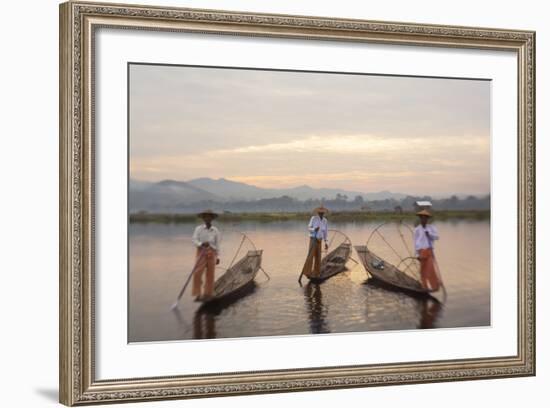 Intha Fisherman, Shan State, Inle Lake, Myanmar (Burma)-Peter Adams-Framed Photographic Print