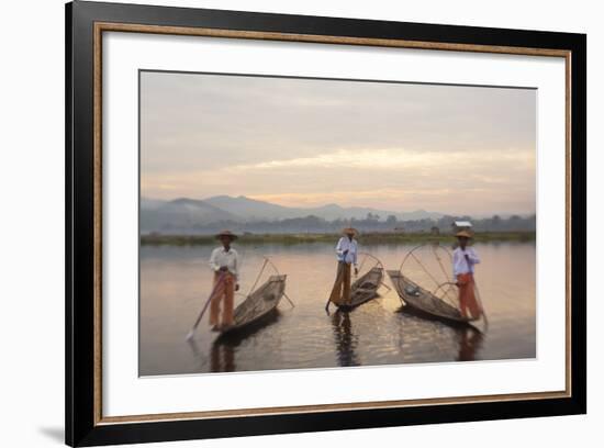 Intha Fisherman, Shan State, Inle Lake, Myanmar (Burma)-Peter Adams-Framed Photographic Print