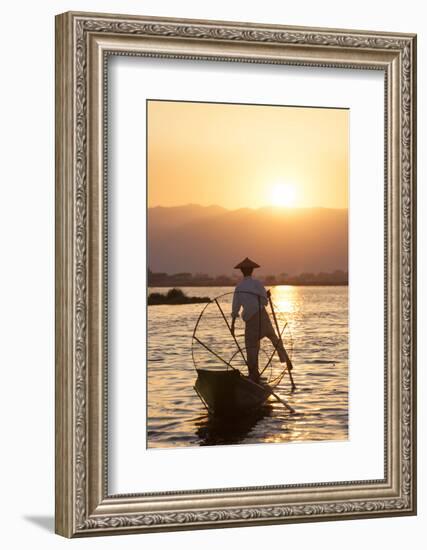 Intha Fisherman, Shan State, Inle Lake, Myanmar (Burma)-Peter Adams-Framed Photographic Print