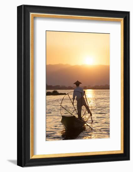 Intha Fisherman, Shan State, Inle Lake, Myanmar (Burma)-Peter Adams-Framed Photographic Print