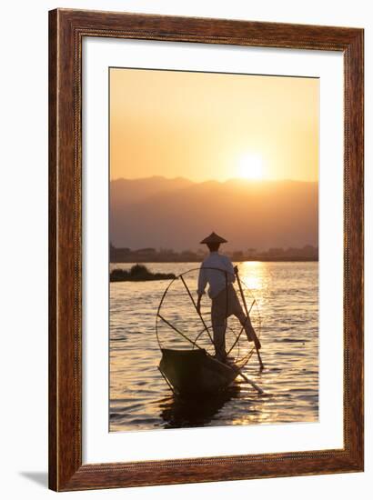 Intha Fisherman, Shan State, Inle Lake, Myanmar (Burma)-Peter Adams-Framed Photographic Print