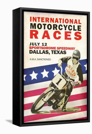 Intl. Motorcycle Races Dallas-Mark Rogan-Framed Stretched Canvas