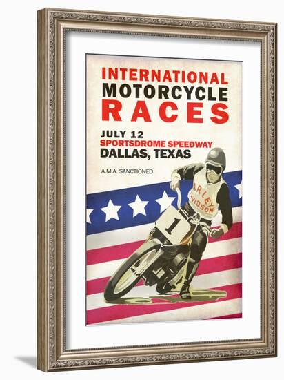 Intl. Motorcycle Races Dallas-Mark Rogan-Framed Art Print