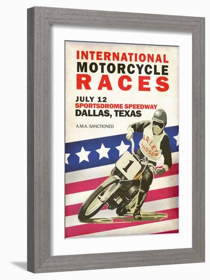 Intl. Motorcycle Races Dallas-Mark Rogan-Framed Art Print