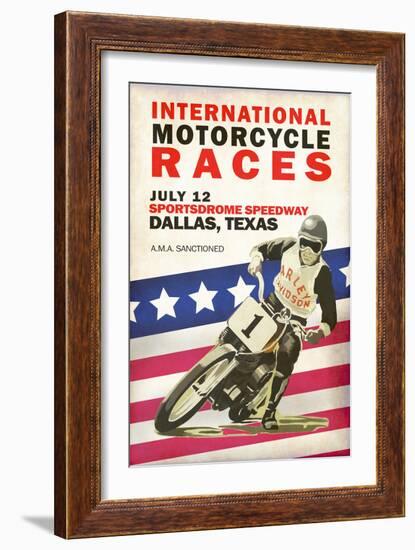 Intl. Motorcycle Races Dallas-Mark Rogan-Framed Art Print