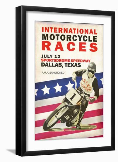 Intl. Motorcycle Races Dallas-Mark Rogan-Framed Art Print