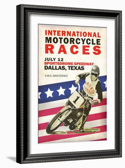 Intl. Motorcycle Races Dallas-Mark Rogan-Framed Art Print