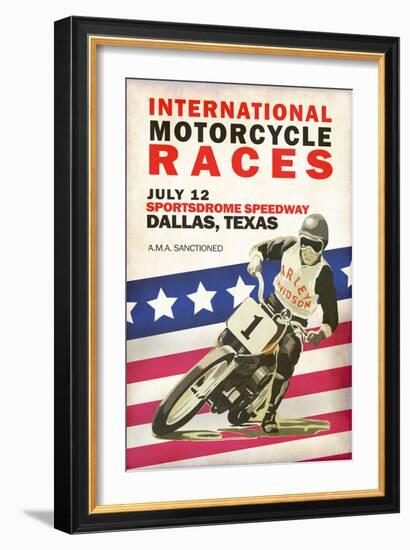 Intl. Motorcycle Races Dallas-Mark Rogan-Framed Art Print