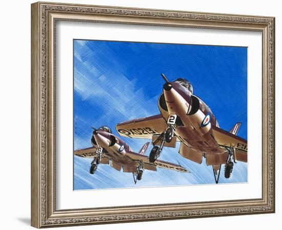 Into the Blue: Birdstrike! Two Schimitar Interceptors Taking Off-Wilf Hardy-Framed Giclee Print