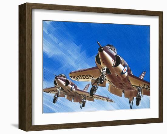 Into the Blue: Birdstrike! Two Schimitar Interceptors Taking Off-Wilf Hardy-Framed Giclee Print