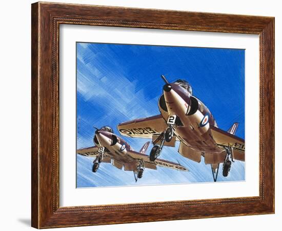 Into the Blue: Birdstrike! Two Schimitar Interceptors Taking Off-Wilf Hardy-Framed Giclee Print