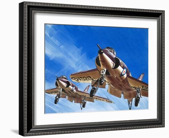 Into the Blue: Birdstrike! Two Schimitar Interceptors Taking Off-Wilf Hardy-Framed Giclee Print