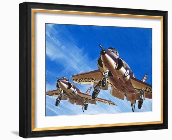 Into the Blue: Birdstrike! Two Schimitar Interceptors Taking Off-Wilf Hardy-Framed Giclee Print