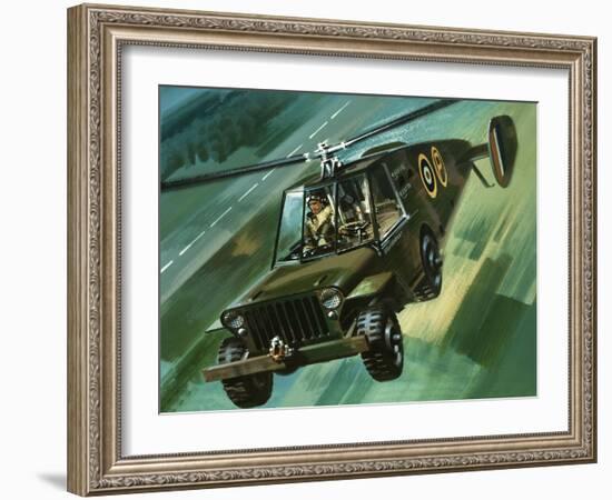 Into the Blue: The Flying Jeep-Wilf Hardy-Framed Giclee Print