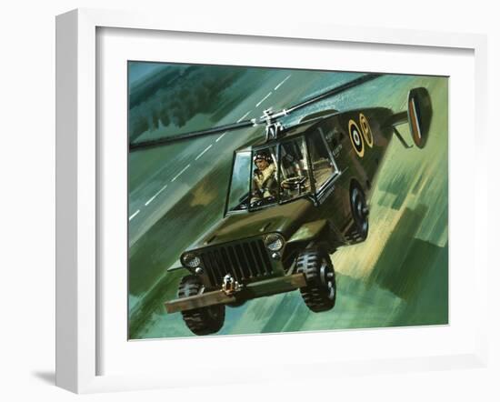 Into the Blue: The Flying Jeep-Wilf Hardy-Framed Giclee Print