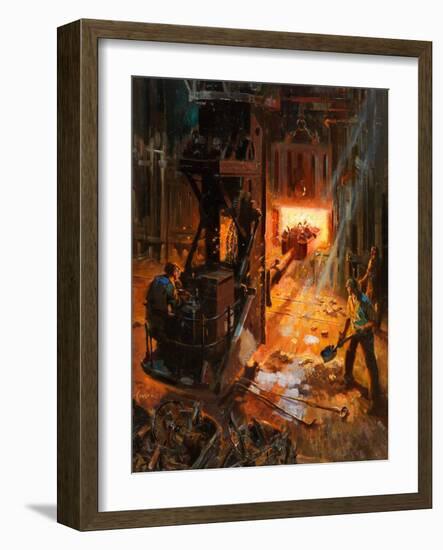 Into the Mouth of Hell (Oil on Board)-Terence Cuneo-Framed Giclee Print