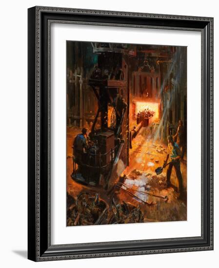 Into the Mouth of Hell (Oil on Board)-Terence Cuneo-Framed Giclee Print