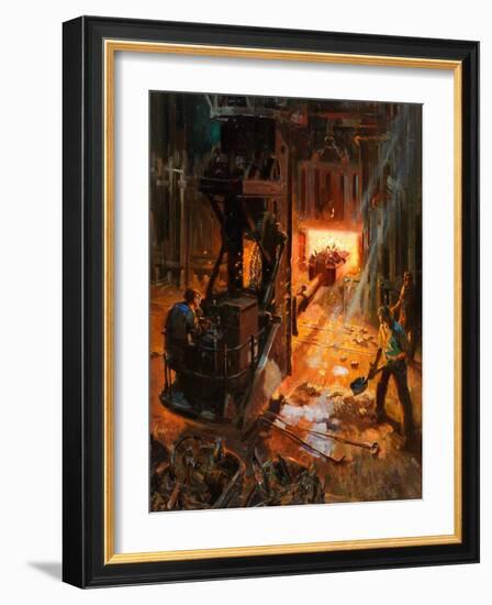 Into the Mouth of Hell (Oil on Board)-Terence Cuneo-Framed Giclee Print