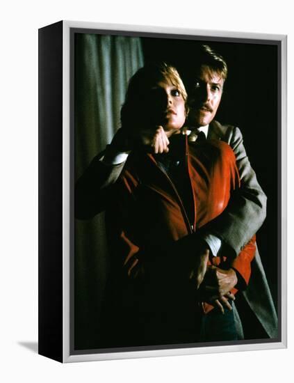 INTO THE NIGHT, 1984 directed by JOHN LANDIS Michelle Pfeiffer and David Bowie (photo)-null-Framed Stretched Canvas