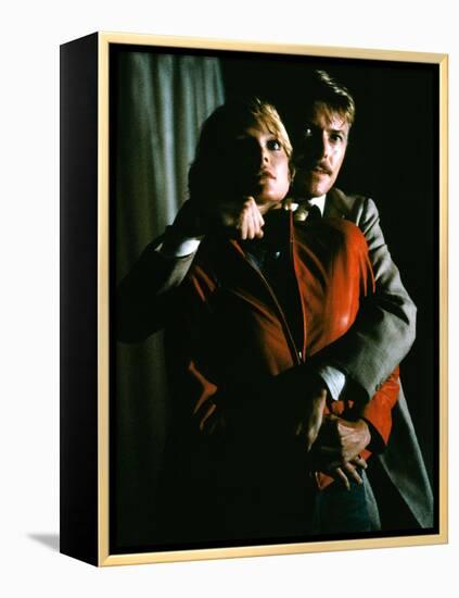 INTO THE NIGHT, 1984 directed by JOHN LANDIS Michelle Pfeiffer and David Bowie (photo)-null-Framed Stretched Canvas