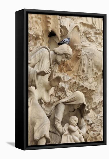 Intricate Carvings on the Nativity Facade of the Sagrada Familia in the Heart of Barcelona, Spain-Paul Dymond-Framed Premier Image Canvas