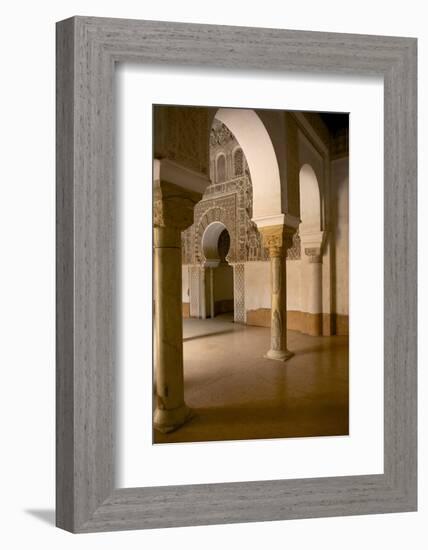 Intricate Islamic Design at Medersa Ben Youssef-Simon Montgomery-Framed Photographic Print