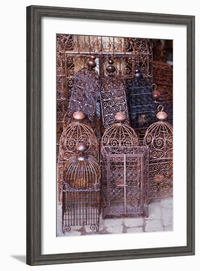 Intricately Crafted Bird Cages in Souk Addadine (Metalworkers Souk)-Martin Child-Framed Photographic Print