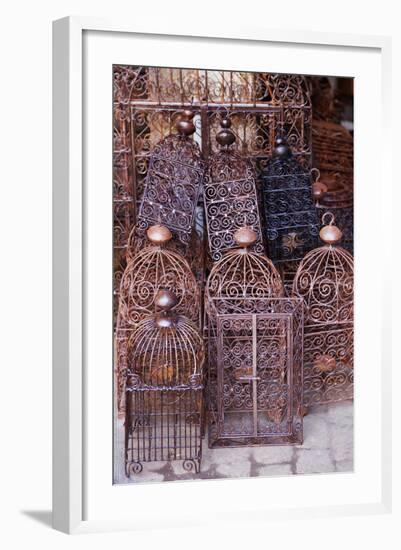 Intricately Crafted Bird Cages in Souk Addadine (Metalworkers Souk)-Martin Child-Framed Photographic Print