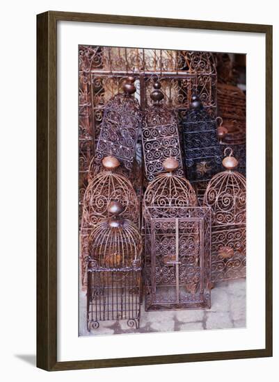 Intricately Crafted Bird Cages in Souk Addadine (Metalworkers Souk)-Martin Child-Framed Photographic Print