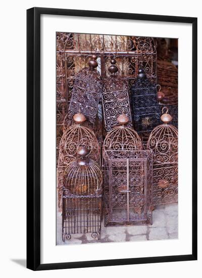 Intricately Crafted Bird Cages in Souk Addadine (Metalworkers Souk)-Martin Child-Framed Photographic Print