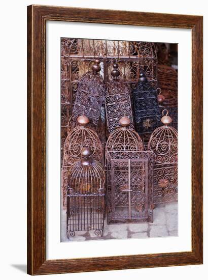 Intricately Crafted Bird Cages in Souk Addadine (Metalworkers Souk)-Martin Child-Framed Photographic Print