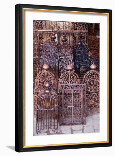 Intricately Crafted Bird Cages in Souk Addadine (Metalworkers Souk)-Martin Child-Framed Photographic Print