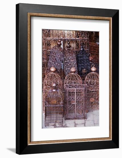 Intricately Crafted Bird Cages in Souk Addadine (Metalworkers Souk)-Martin Child-Framed Photographic Print